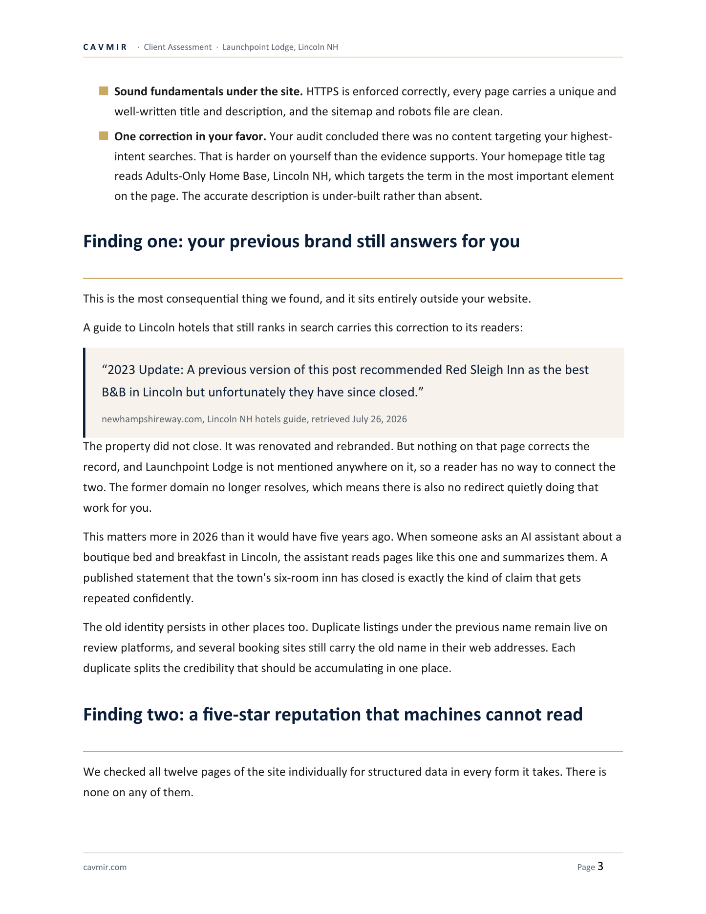 Launchpoint Lodge assessment — page 3 of 8