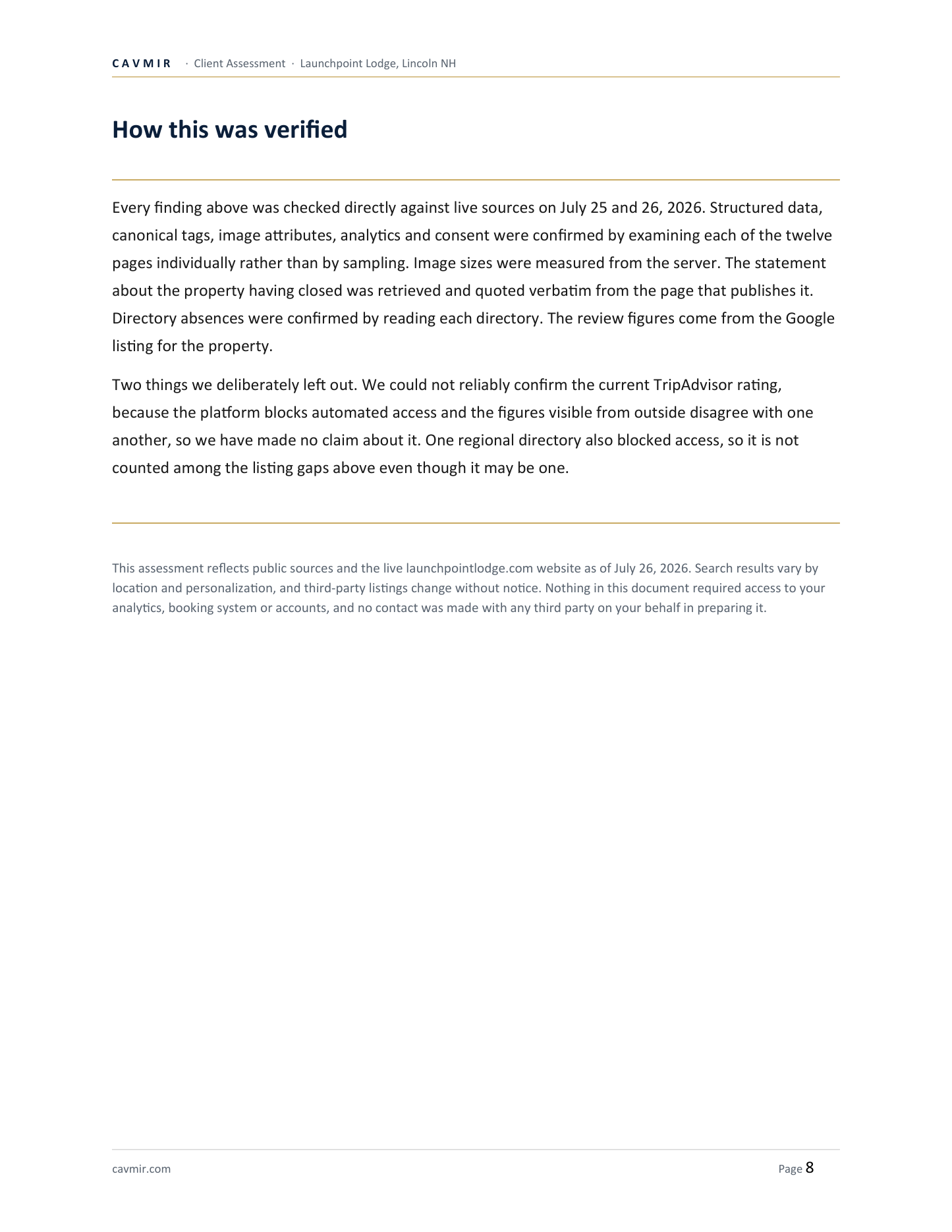 Launchpoint Lodge assessment — page 8 of 8